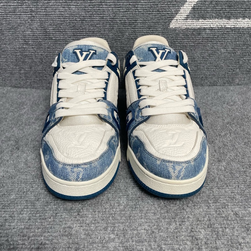 LV路易威登 白藍色老花trainer板鞋41.5碼=7.5碼-1