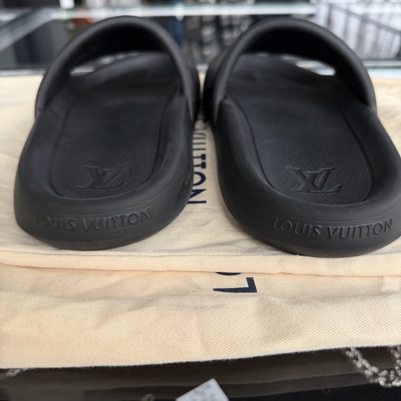 Louis Vuitton 黑色老花拖鞋-3