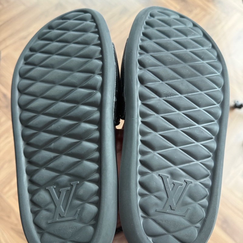 Louis Vuitton 黑色老花拖鞋-5