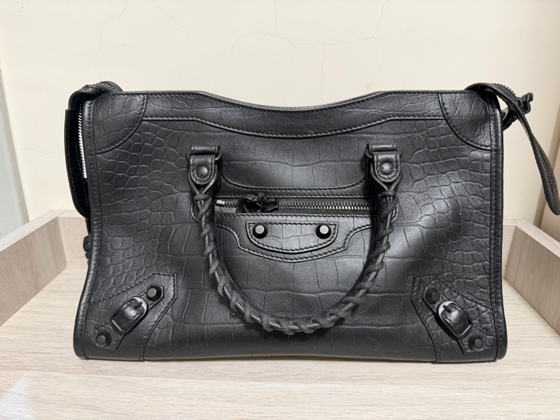 Balenciaga S city 壓紋機車包-0