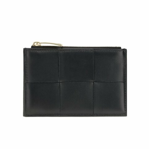 【BOTTEGA VENETA 寶緹嘉】Cassette Zip 經典大編織 拉鍊 皮夾 零錢包 卡夾 黑色 765460