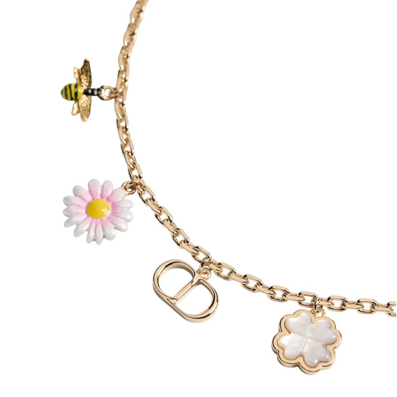 【Dior 迪奧】CD Garden CD標誌 珍珠母貝幸運草 面蜜蜂與雛菊 手鍊 B3302WOMMP_301-1