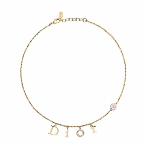 【Dior 迪奧】Mini Daisy DIOR標誌 水晶 雛菊 項鍊 N3669WOMLQ_01X