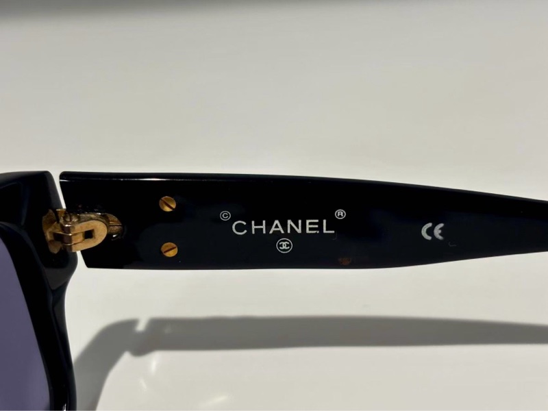 【G-Dragon同款🫦全網最低價✨】Chanel香奈兒 黑金寬腿格菱紋logo中古墨鏡-8