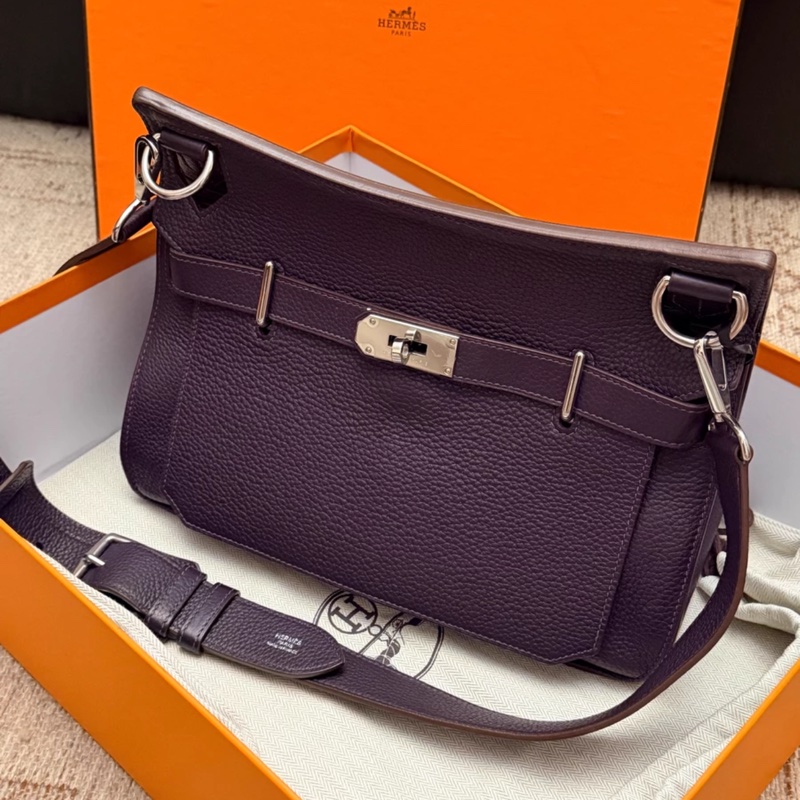 hermes Jypsiere吉普賽31 葡萄紫銀扣單肩包 框R刻 99新 有塵袋盒子-1