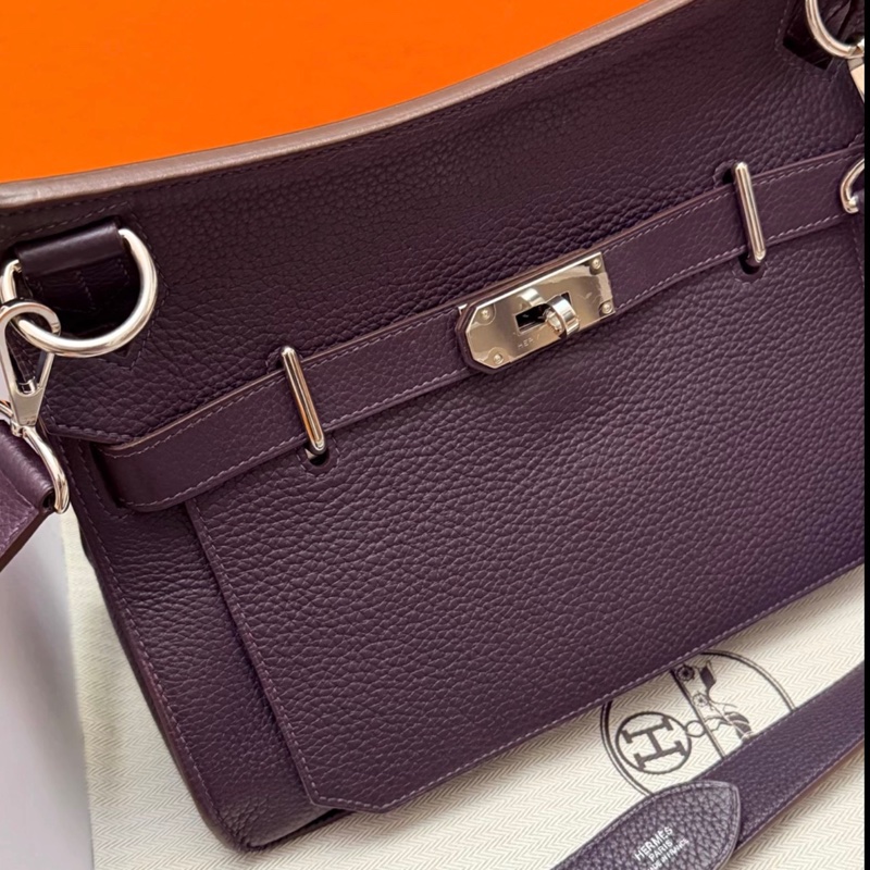 hermes Jypsiere吉普賽31 葡萄紫銀扣單肩包 框R刻 99新 有塵袋盒子-2
