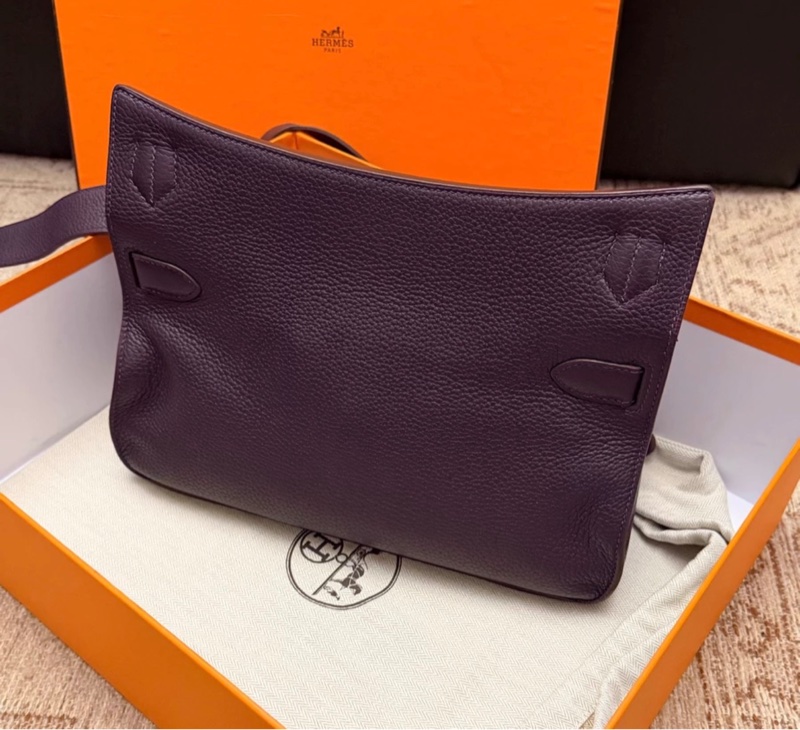 hermes Jypsiere吉普賽31 葡萄紫銀扣單肩包 框R刻 99新 有塵袋盒子-3