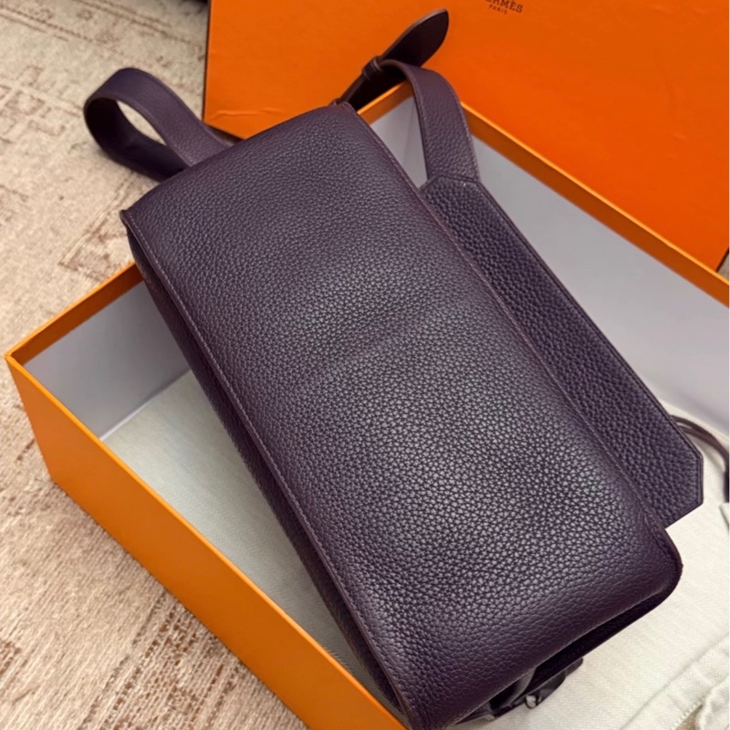 hermes Jypsiere吉普賽31 葡萄紫銀扣單肩包 框R刻 99新 有塵袋盒子-5