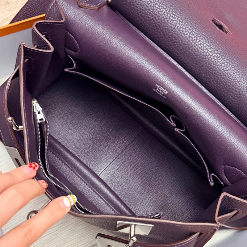 hermes Jypsiere吉普賽31 葡萄紫銀扣單肩包 框R刻 99新 有塵袋盒子-6