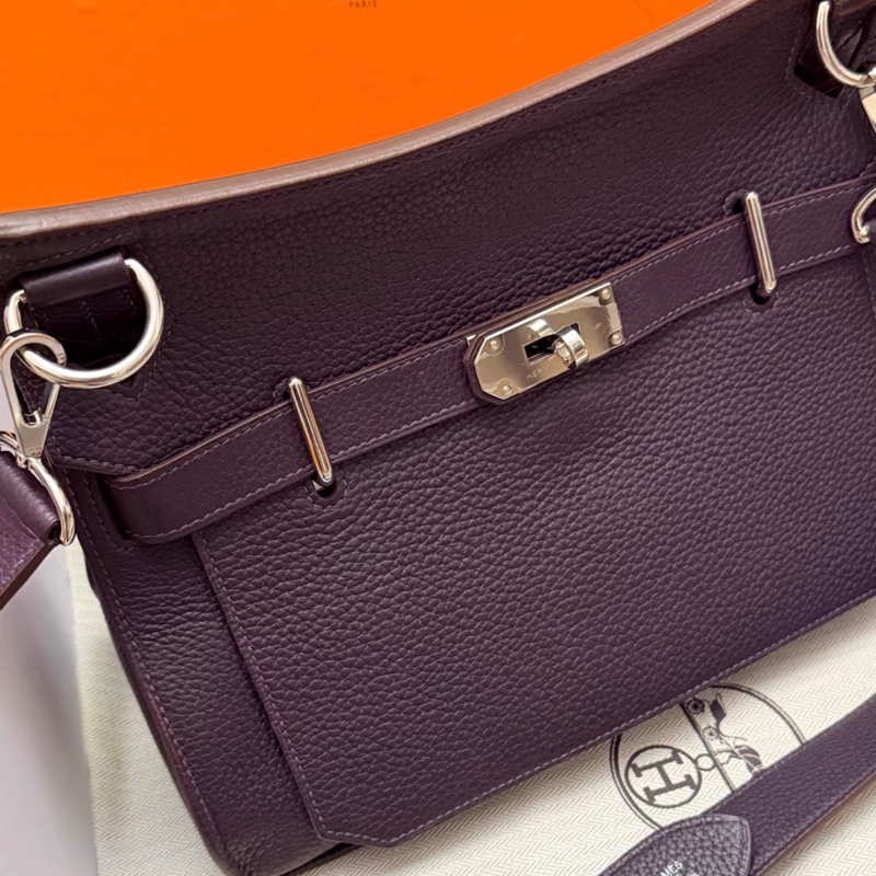 hermes Jypsiere吉普賽31 葡萄紫銀扣單肩包 框R刻 99新 有塵袋盒子-9