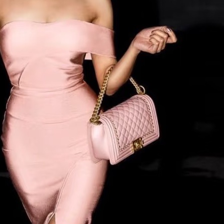 CHANEL香奈兒Leboy25中號櫻花粉限量宮庭編織滾邊款-19