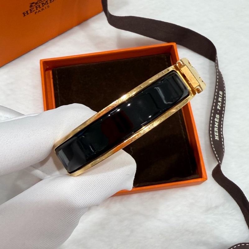 愛馬仕/Hermes Clic H 黑色琺瑯金扣手鐲 琺瑯完美  19年編碼-4