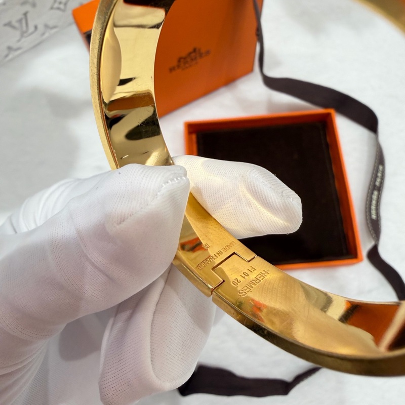 愛馬仕/Hermes Clic H 黑色琺瑯金扣手鐲 琺瑯完美  19年編碼-5