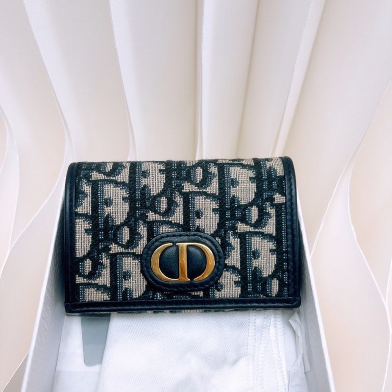 Dior 30 montaigne 藍色老花蒙田短夾-0