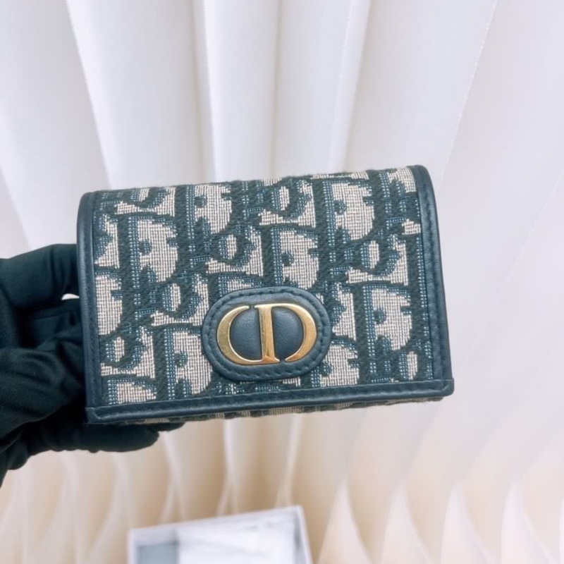 Dior 30 montaigne 藍色老花蒙田短夾-1