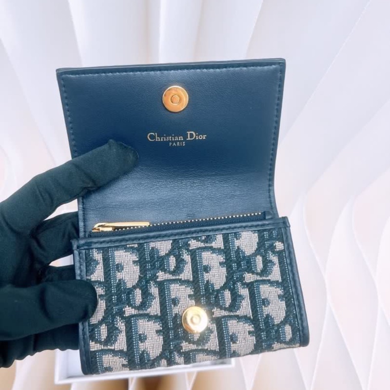 Dior 30 montaigne 藍色老花蒙田短夾-7