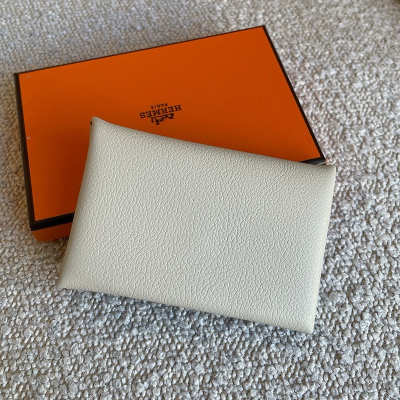 Hermes 愛馬仕Calvi card holder卡夾 Gris Pâle B刻 珍珠灰-0