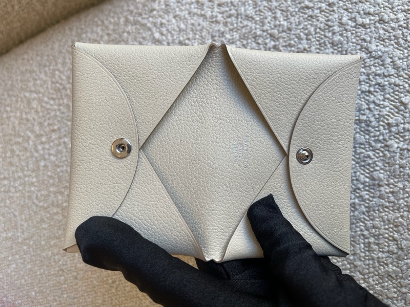 Hermes 愛馬仕Calvi card holder卡夾 Gris Pâle B刻 珍珠灰-7