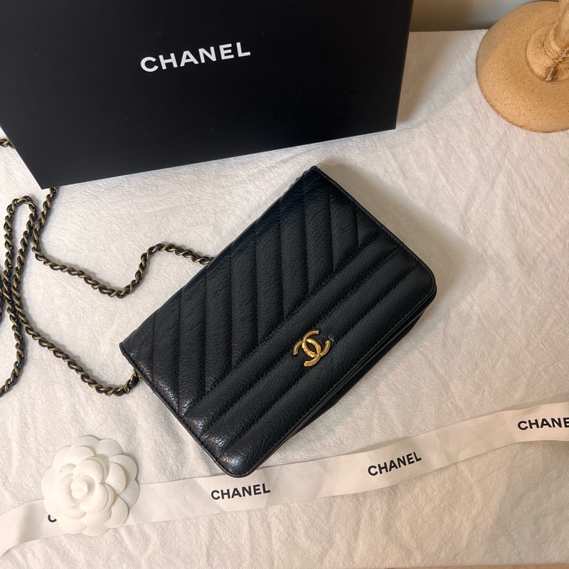 ෆ Chanel 黑色斜紋woc-3