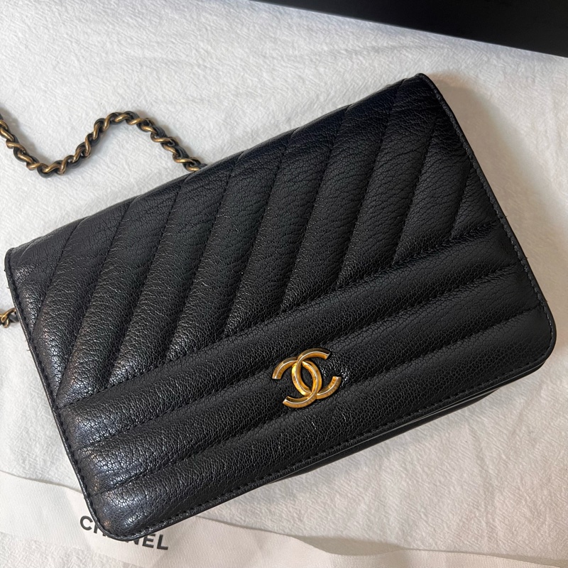 ෆ Chanel 黑色斜紋woc-4