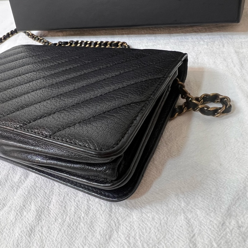 ෆ Chanel 黑色斜紋woc-7