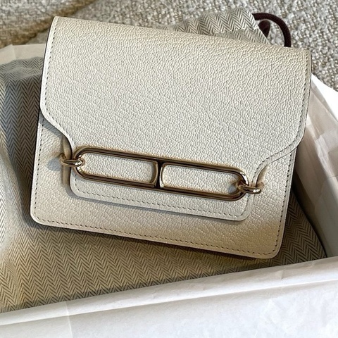 99新 HERMES/爱马仕 ROULIS SLIM compact 钱包 卡包 猪鼻子 山羊皮 Nata奶昔白 23年 u刻。