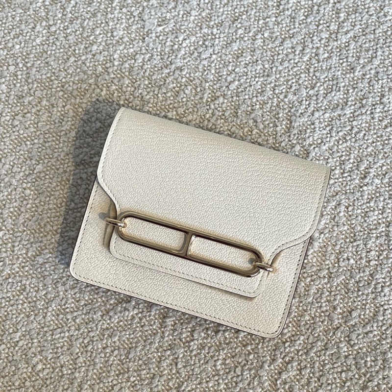 99新 HERMES/爱马仕 ROULIS SLIM compact 钱包 卡包 猪鼻子 山羊皮 Nata奶昔白 23年 u刻。-1