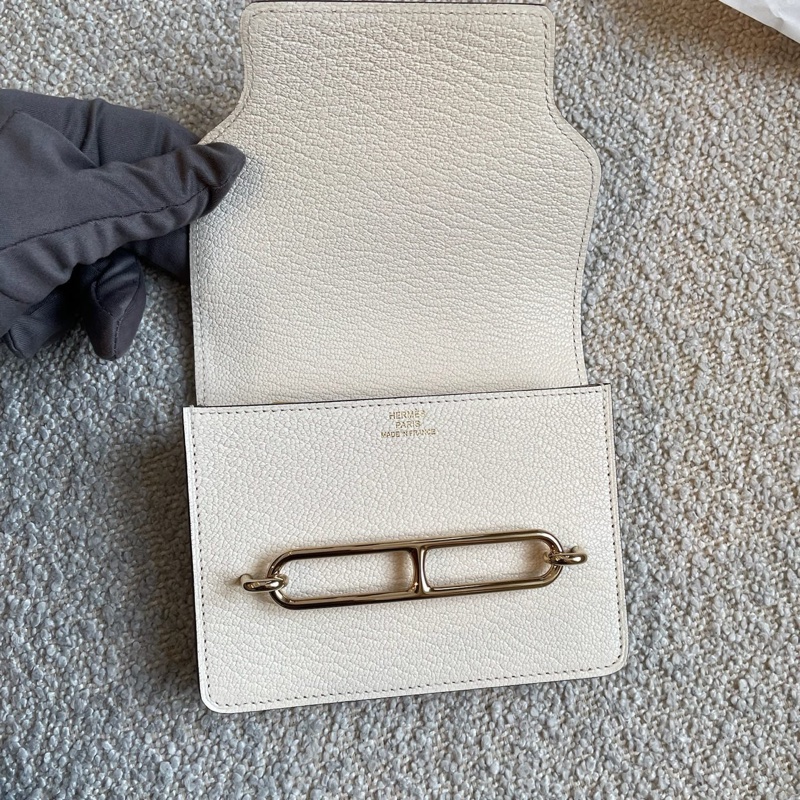 99新 HERMES/爱马仕 ROULIS SLIM compact 钱包 卡包 猪鼻子 山羊皮 Nata奶昔白 23年 u刻。-4