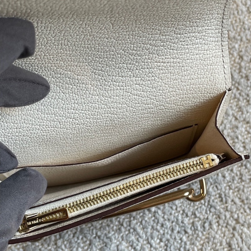 99新 HERMES/爱马仕 ROULIS SLIM compact 钱包 卡包 猪鼻子 山羊皮 Nata奶昔白 23年 u刻。-5