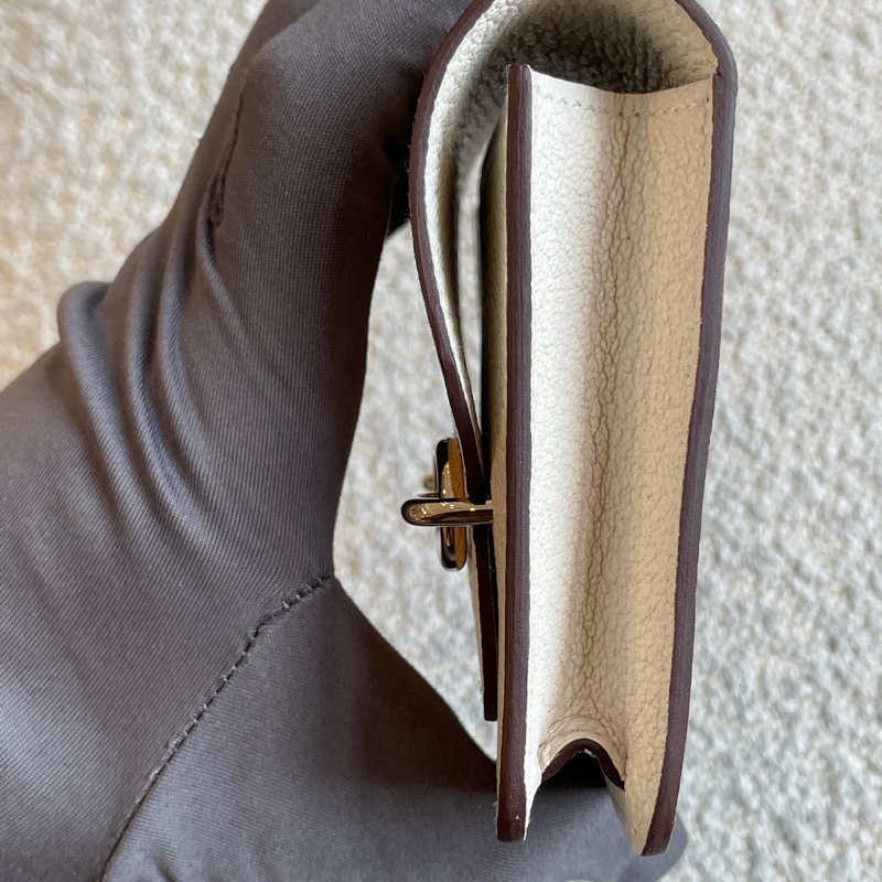 99新 HERMES/爱马仕 ROULIS SLIM compact 钱包 卡包 猪鼻子 山羊皮 Nata奶昔白 23年 u刻。-6