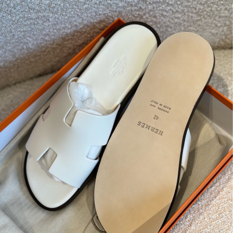 閒置未使用 Hermès愛馬仕 男士拖鞋 白色 42碼-3