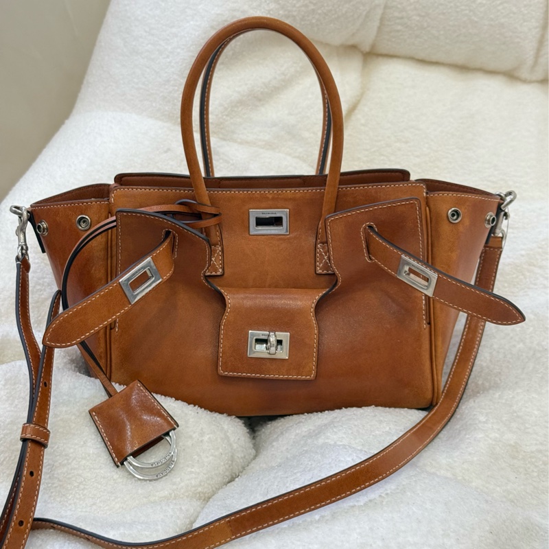 全新Balenciaga 棕褐色Bel Air牛仔仿舊 mini 專櫃十二萬-1