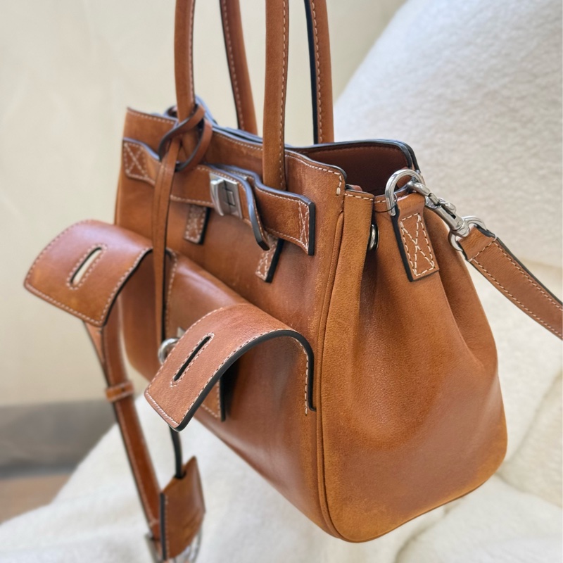 全新Balenciaga 棕褐色Bel Air牛仔仿舊 mini 專櫃十二萬-6