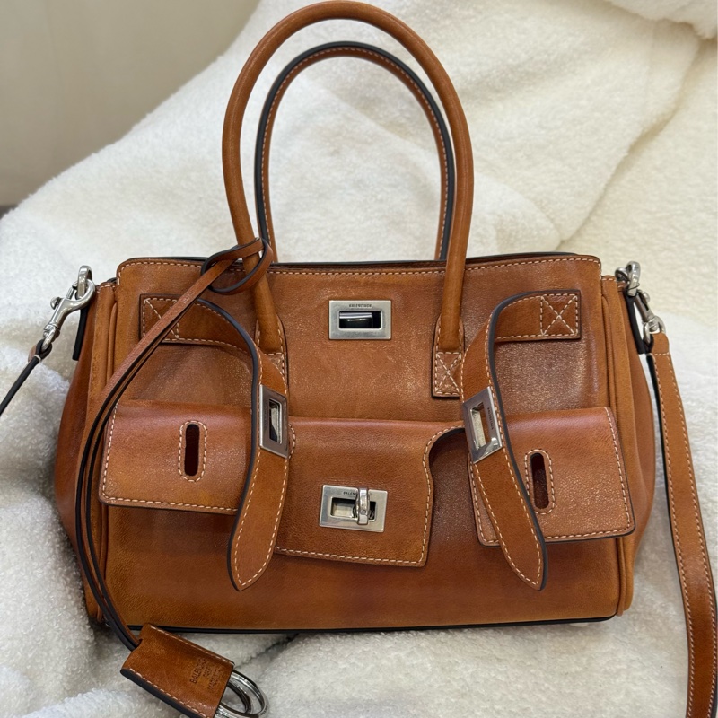 全新Balenciaga 棕褐色Bel Air牛仔仿舊 mini 專櫃十二萬-12