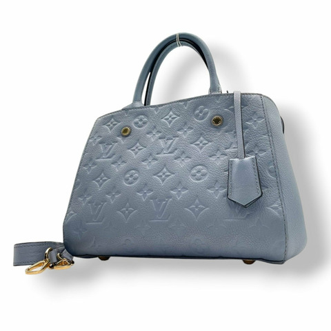路易威登 Montaigne BB Monogram Empreinte 手提包，淺藍色女斜背包 (s18)