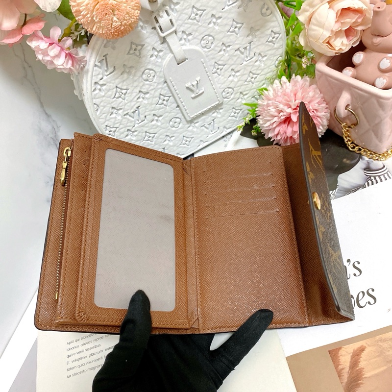 LV M60047老花三折中夾 稀有實用款🏅 實用多卡層附鏈條組可當小包-12