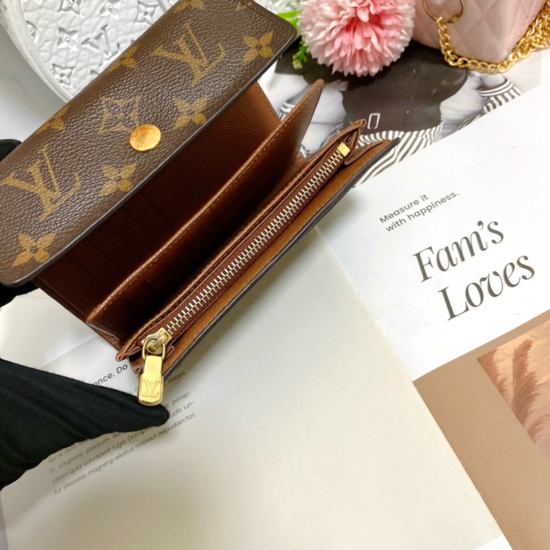 LV M60047老花三折中夾 稀有實用款🏅 實用多卡層附鏈條組可當小包-13