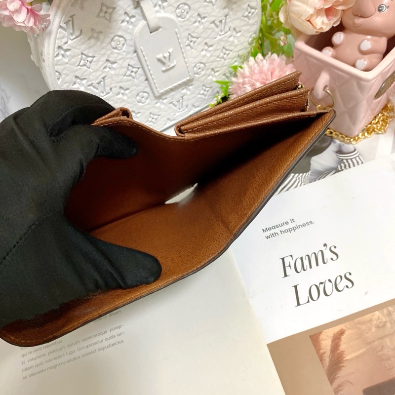 LV M60047老花三折中夾 稀有實用款🏅 實用多卡層附鏈條組可當小包-20