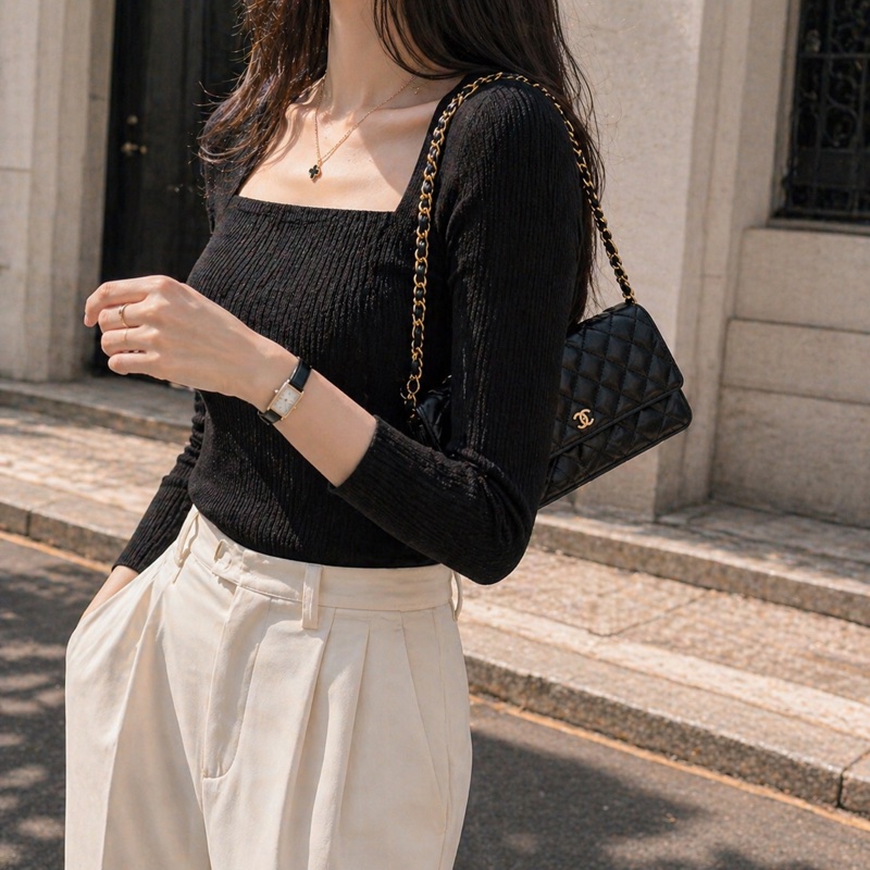 914intheair『台灣全新晶片版大全配』Chanel 香奈兒經典CF黑金荔枝牛皮Woc 發財包-1