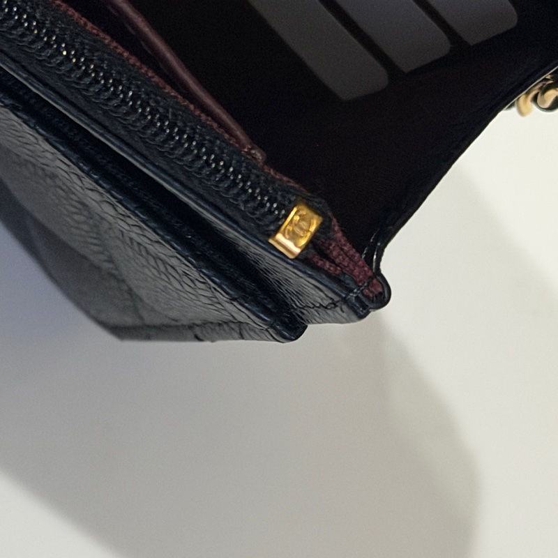 914intheair『台灣全新晶片版大全配』Chanel 香奈兒經典CF黑金荔枝牛皮Woc 發財包-26