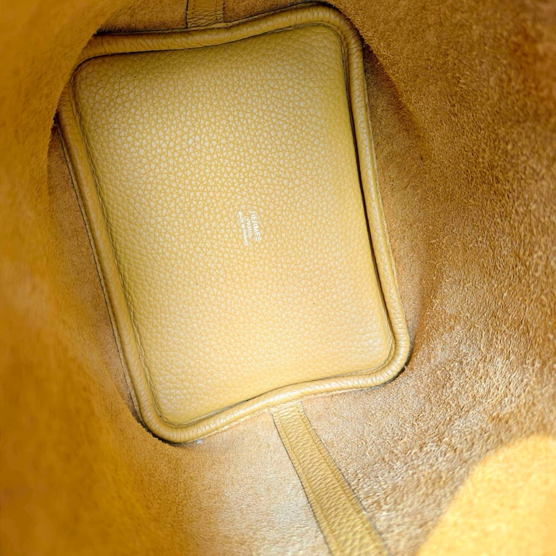 Hermès愛馬仕 琥珀黃 y刻18金扣菜籃子配件 鎖鑰匙 塵袋-8