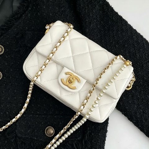 🎠CHANEL21 K珍珠調節鏈條方胖子香奈兒經典C F升級款