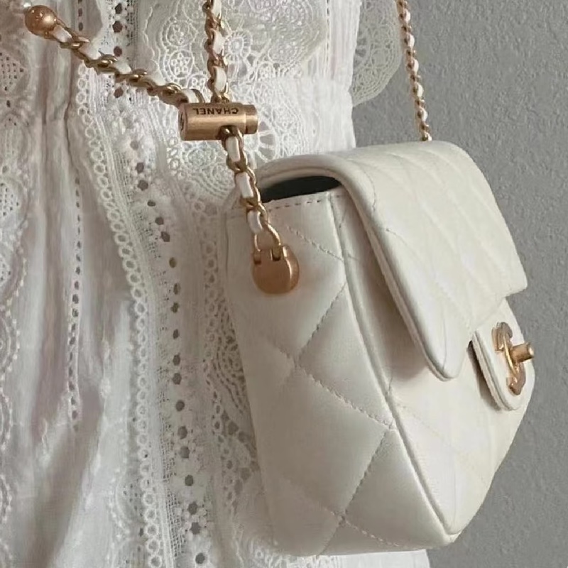 🎠CHANEL21 K珍珠調節鏈條方胖子香奈兒經典C F升級款-2