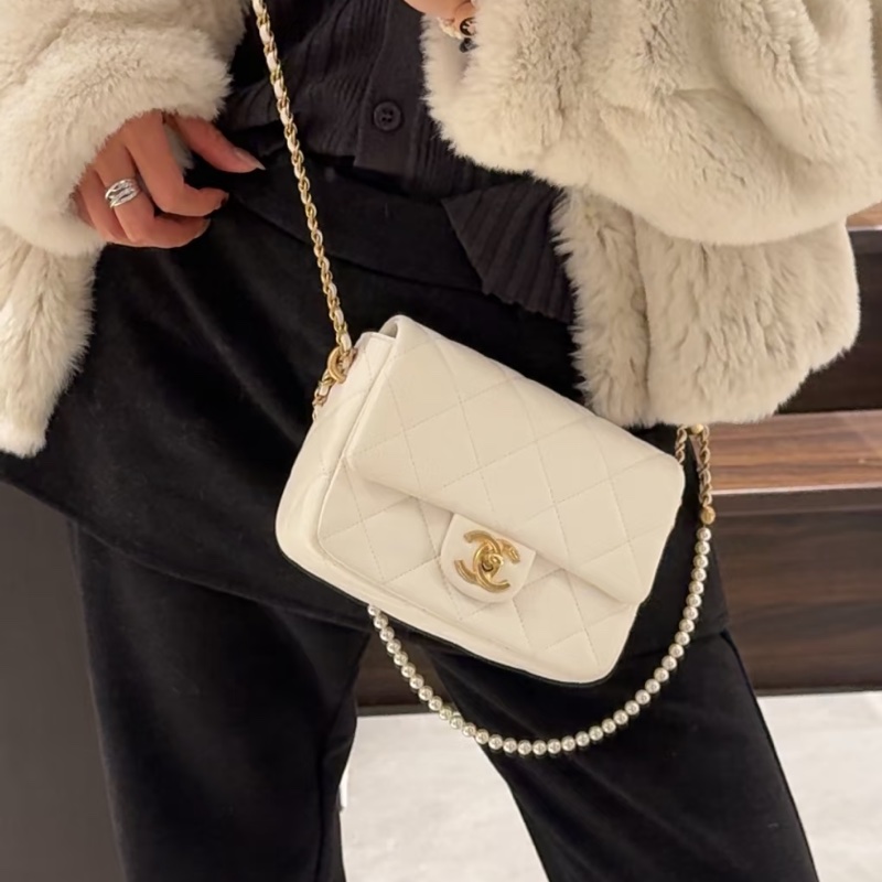 🎠CHANEL21 K珍珠調節鏈條方胖子香奈兒經典C F升級款-3