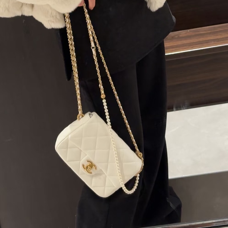 🎠CHANEL21 K珍珠調節鏈條方胖子香奈兒經典C F升級款-4