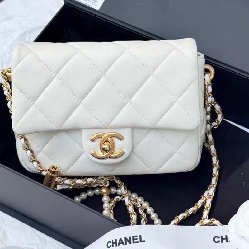 🎠CHANEL21 K珍珠調節鏈條方胖子香奈兒經典C F升級款-10