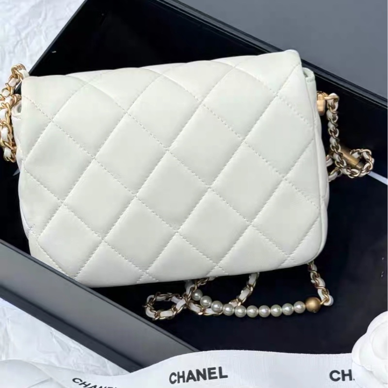 🎠CHANEL21 K珍珠調節鏈條方胖子香奈兒經典C F升級款-13