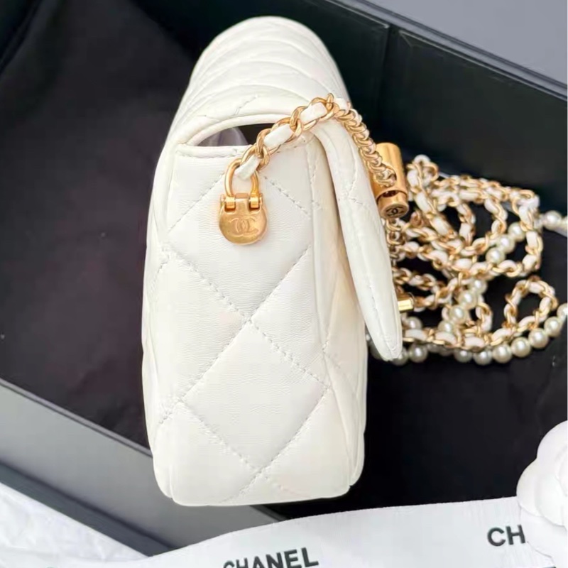🎠CHANEL21 K珍珠調節鏈條方胖子香奈兒經典C F升級款-14