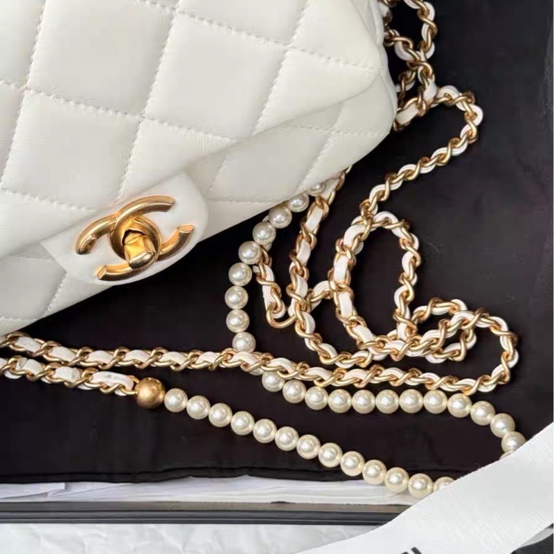 🎠CHANEL21 K珍珠調節鏈條方胖子香奈兒經典C F升級款-15