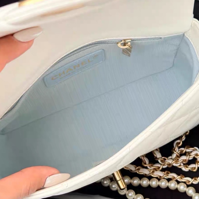 🎠CHANEL21 K珍珠調節鏈條方胖子香奈兒經典C F升級款-17